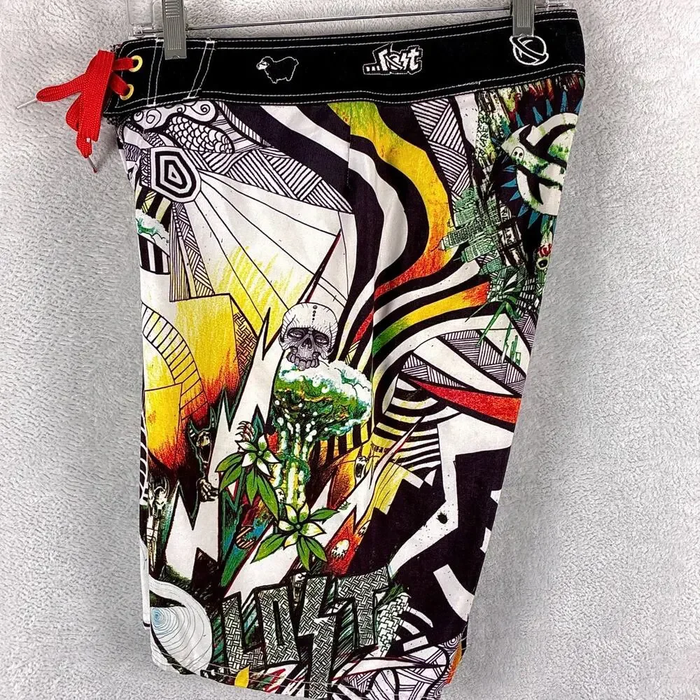 VTG Lost Enterprises Board Shorts Mens 30 Mayhem Black Sheep Graffiti Surf Y2K